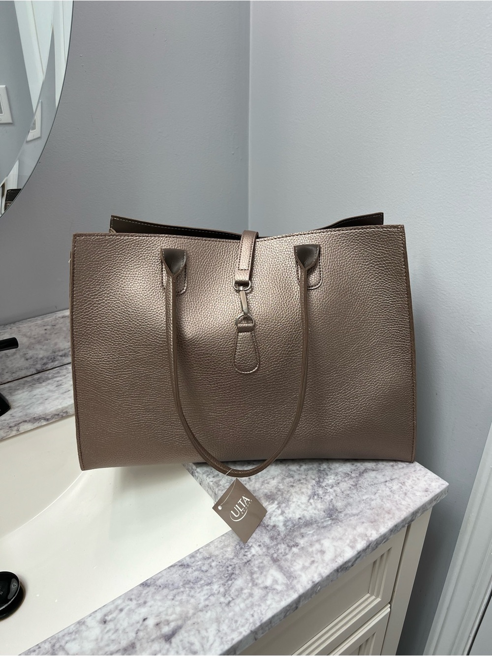 Ulta Beauty Metallic Taupe Large Tote Bag